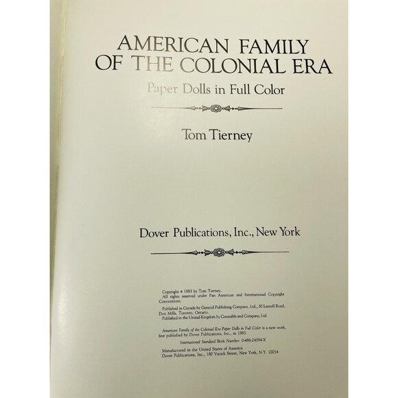 American Family of the Colonial Era  Kids Paper Dolls Tom Tierney UNCUT Vintage - Picture 4 of 12